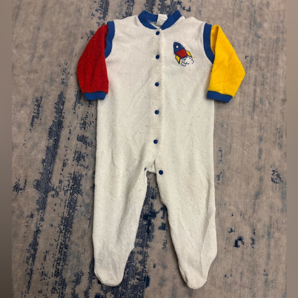 Vintage 80s Healthtex Baby Boy Pajama Onesie 9-12 Months